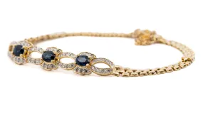 Glamorous 18ct Yellow Gold Bracelet with Sapphires & Diamonds