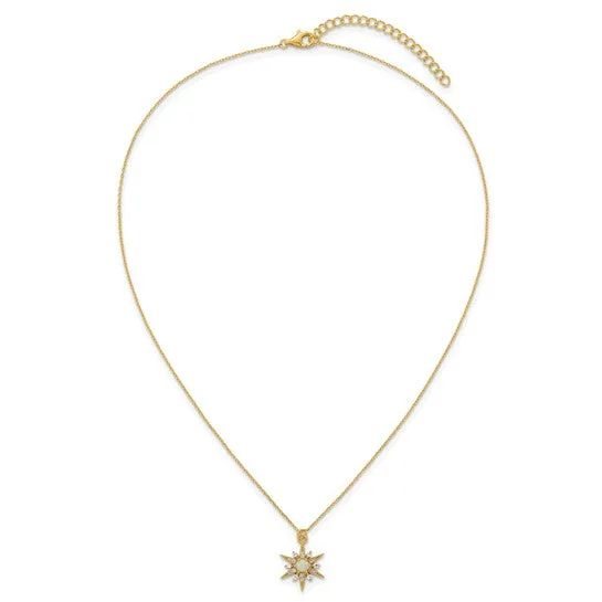 Gold Plated Sterling Silver Opal and CZ Star Necklace