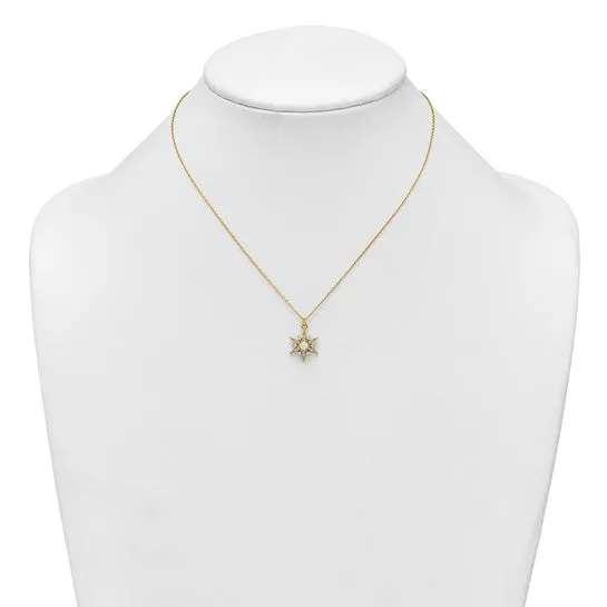 Gold Plated Sterling Silver Opal and CZ Star Necklace
