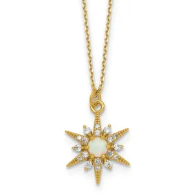Gold Plated Sterling Silver Opal and CZ Star Necklace