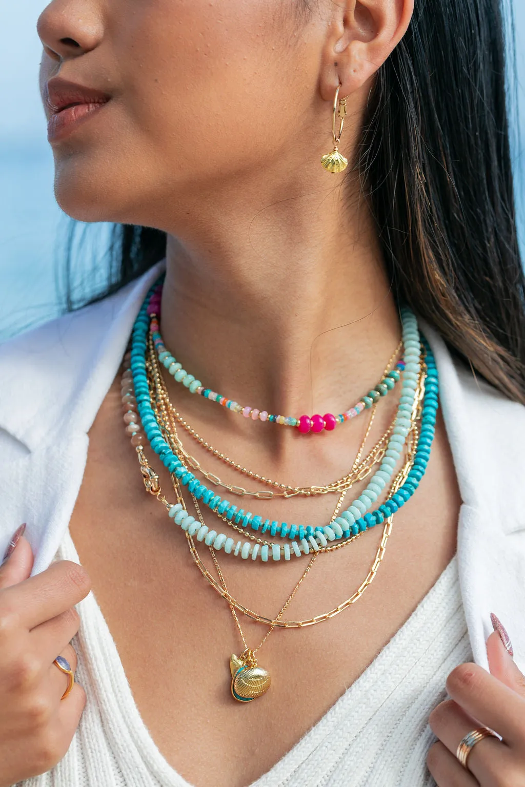 Heishi Turquoise Gemstone Necklace - Alepo'i