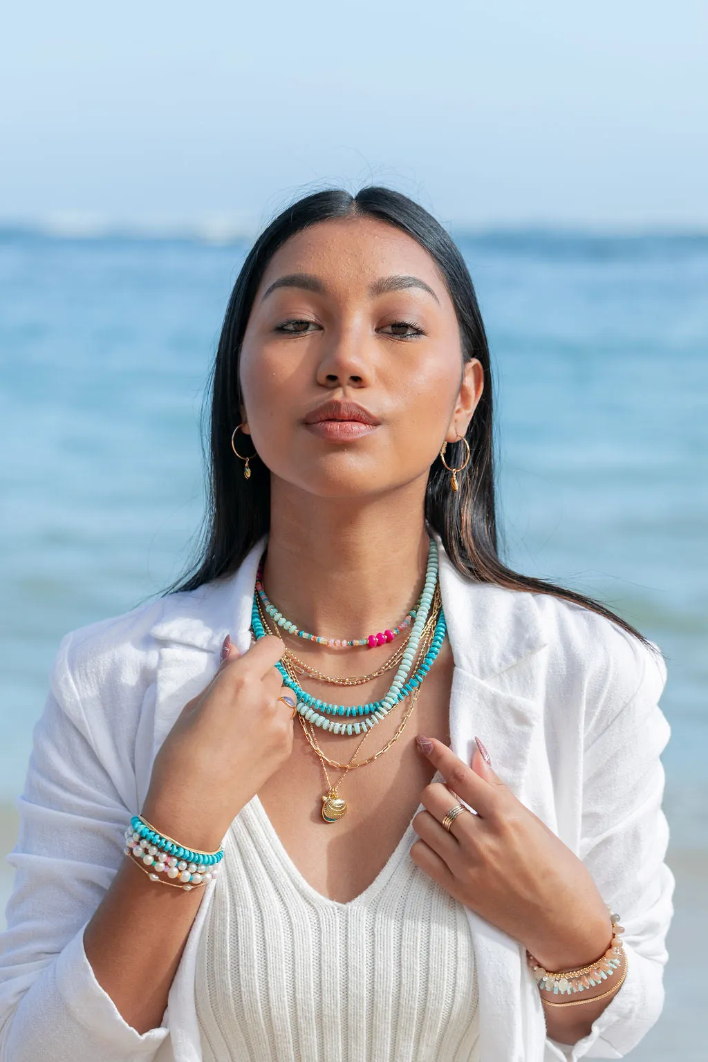 Heishi Turquoise Gemstone Necklace - Alepo'i