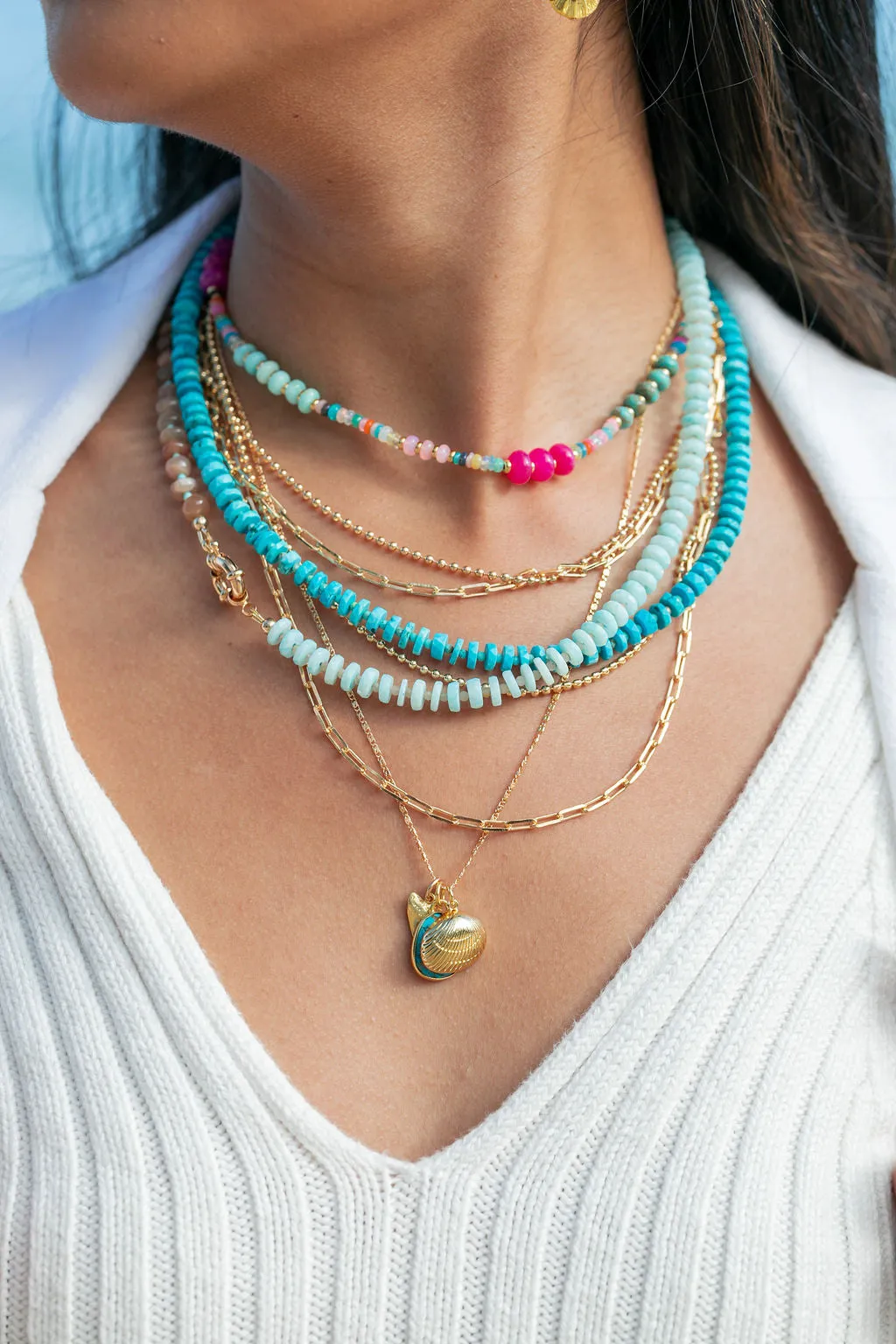 Heishi Turquoise Gemstone Necklace - Alepo'i