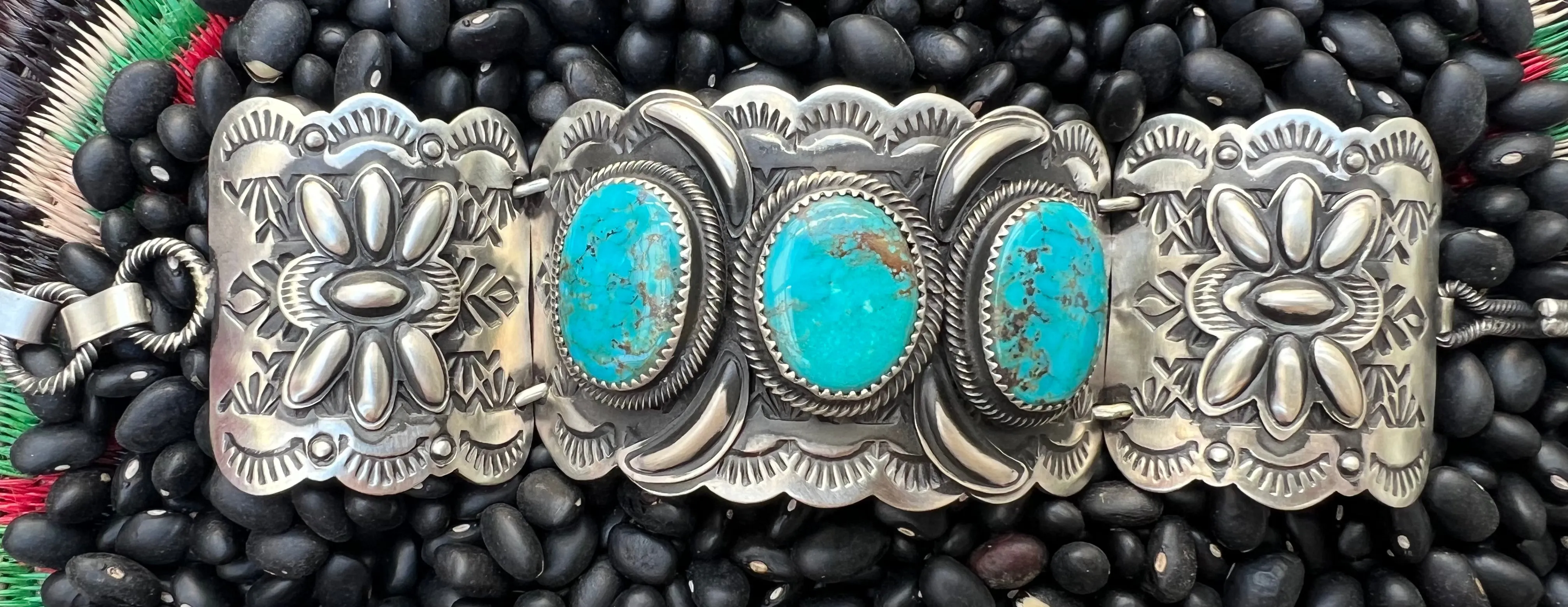 Hinged Hand Stamped Turquoise Bracelet