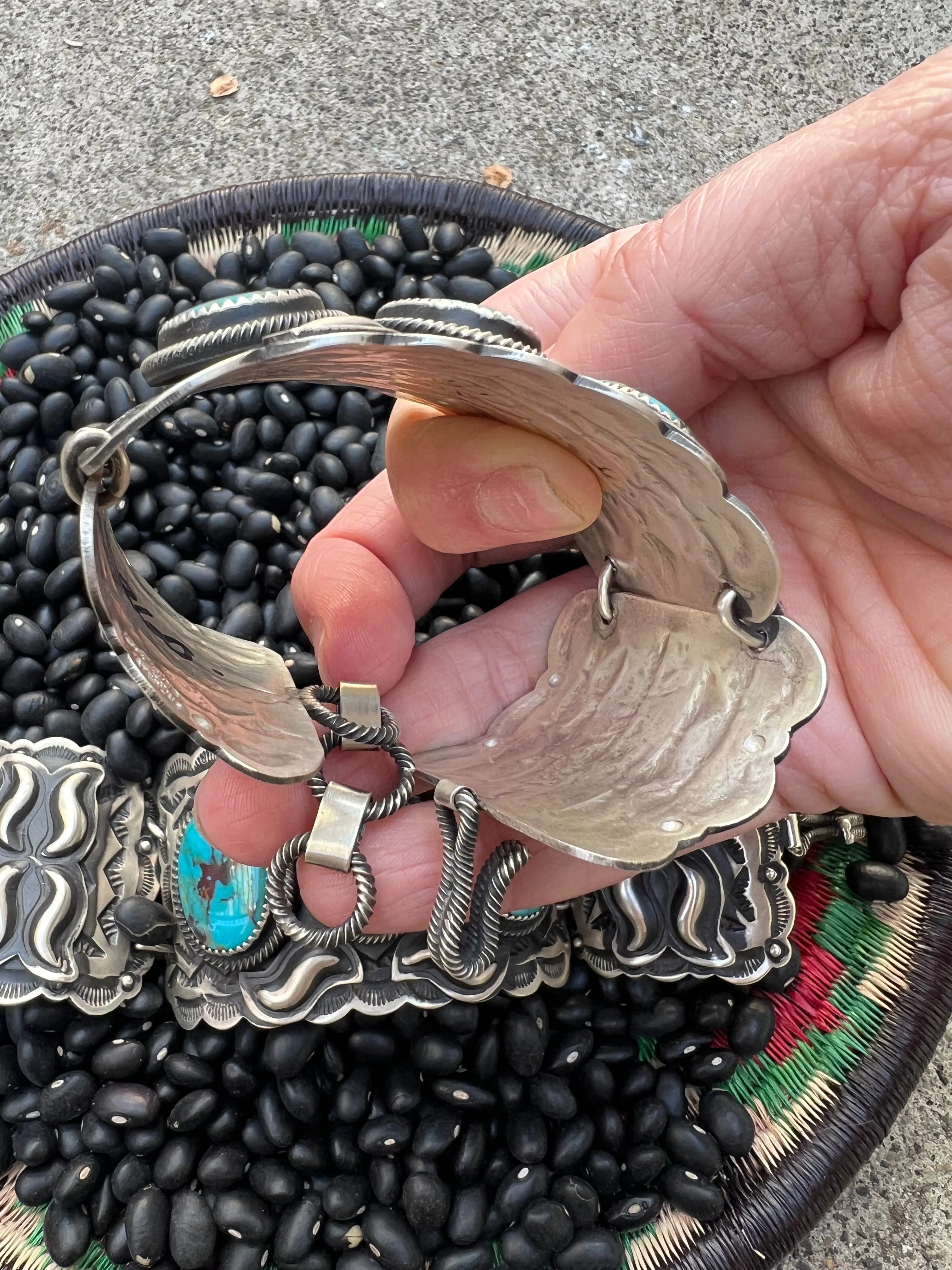 Hinged Hand Stamped Turquoise Bracelet