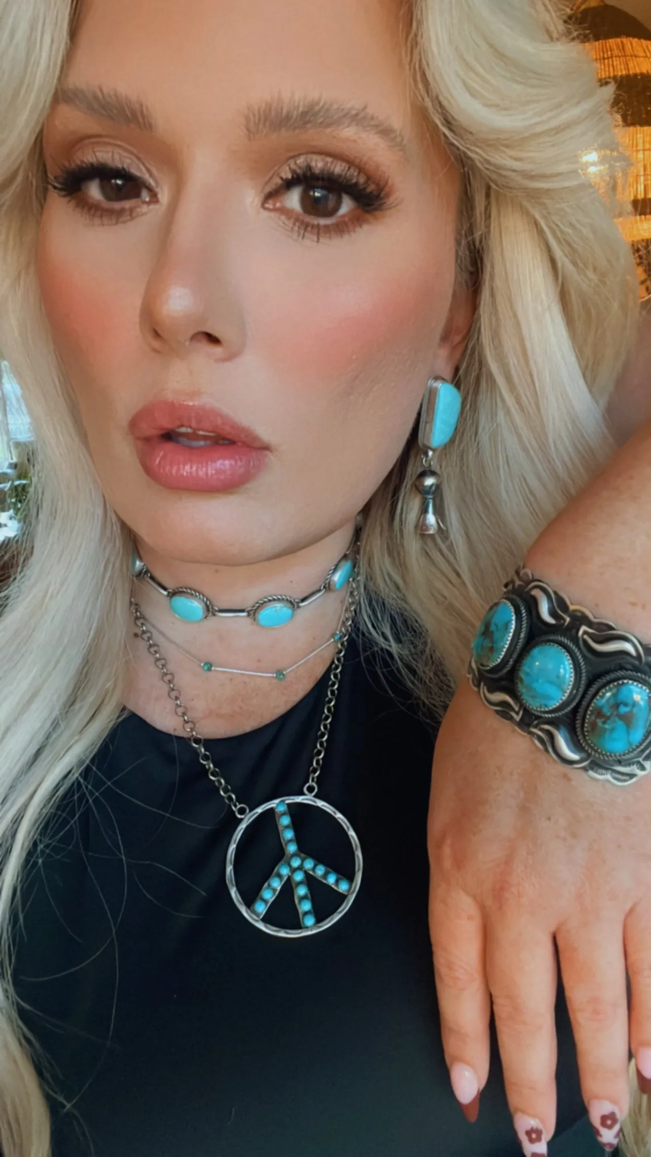 Hinged Hand Stamped Turquoise Bracelet