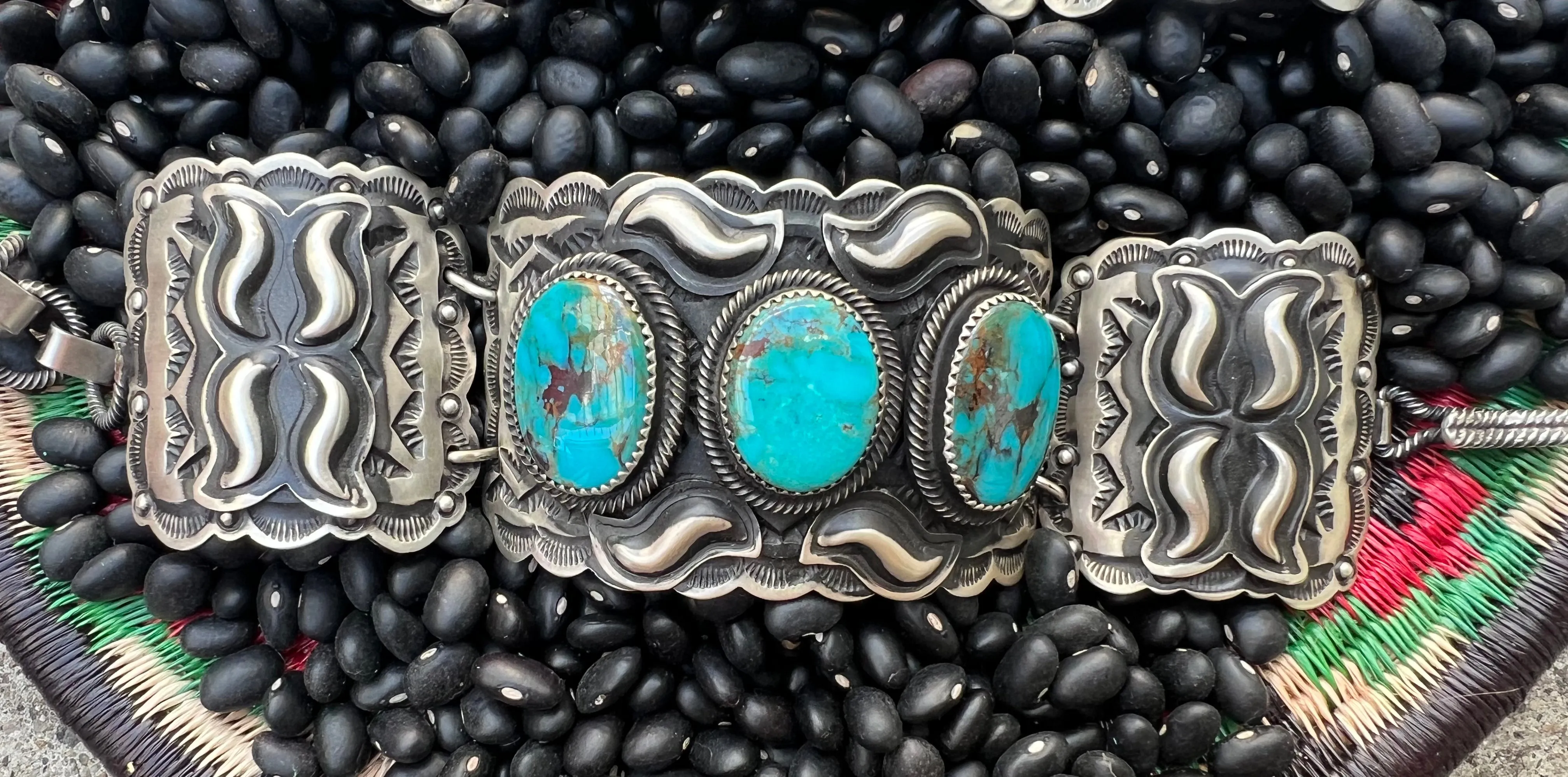 Hinged Hand Stamped Turquoise Bracelet
