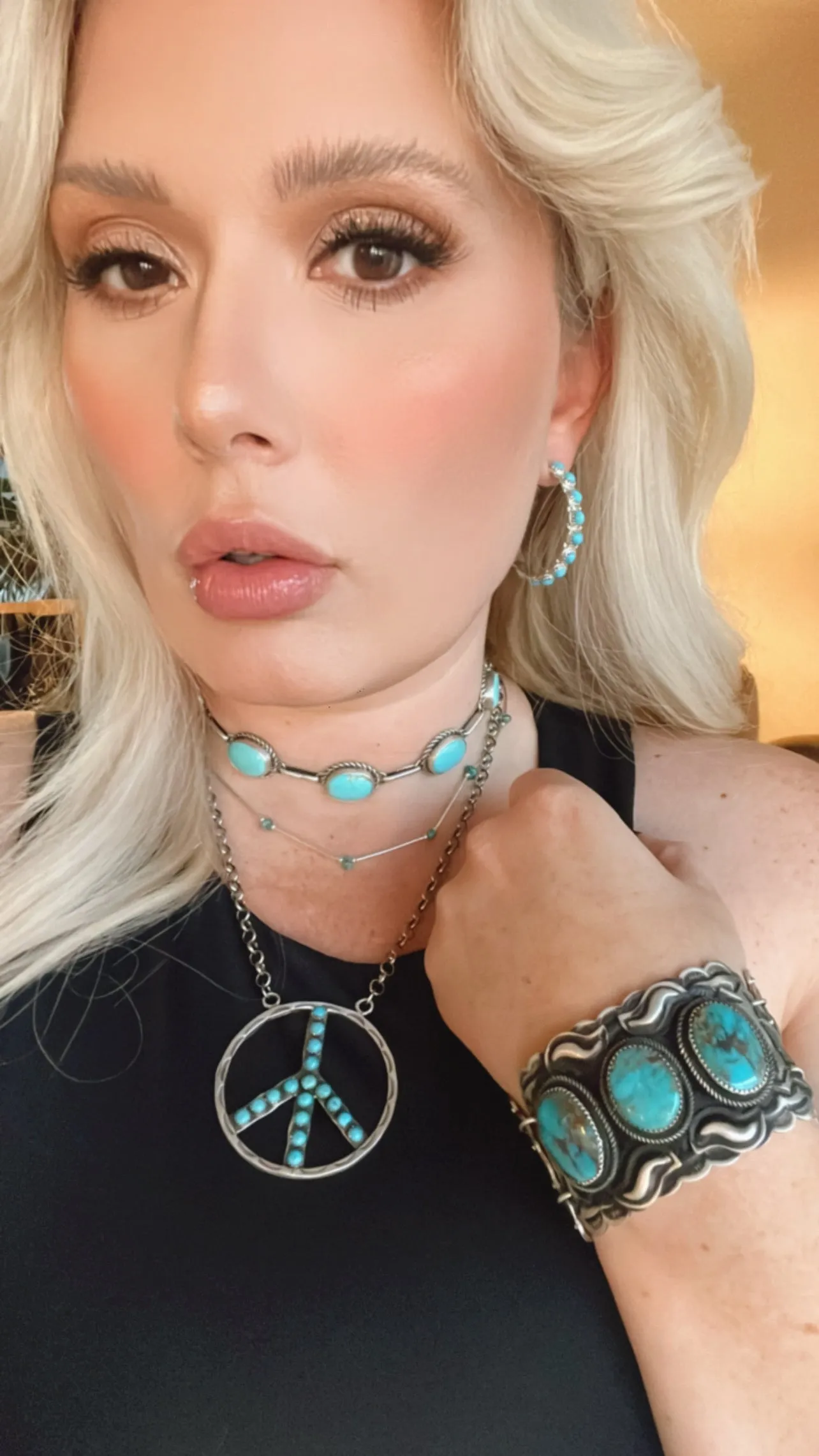 Hinged Hand Stamped Turquoise Bracelet