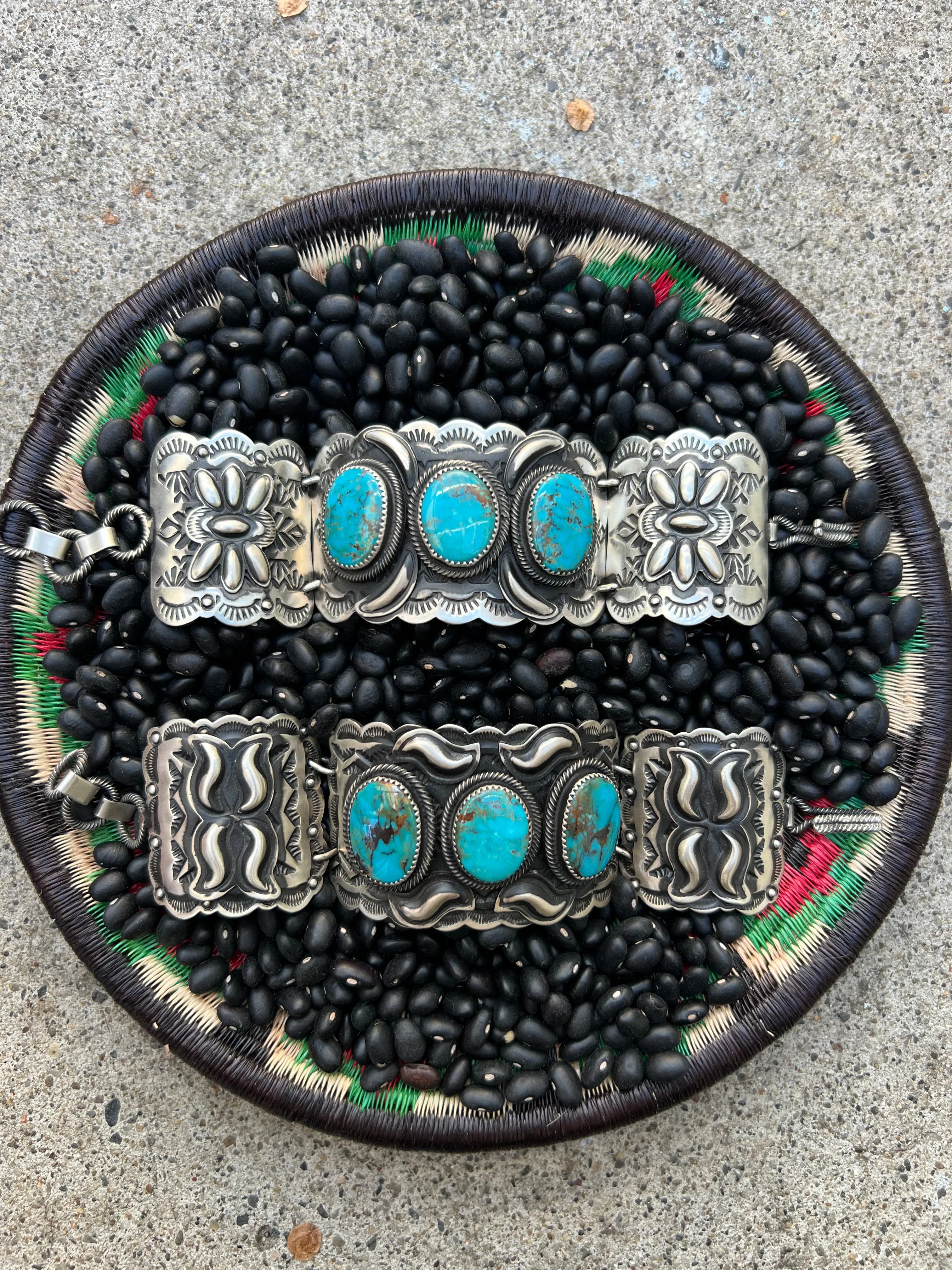 Hinged Hand Stamped Turquoise Bracelet