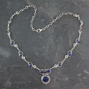 Indian Sterling Silver and Lapis Lazuli Necklace - Meerut Magic | NOVICA
