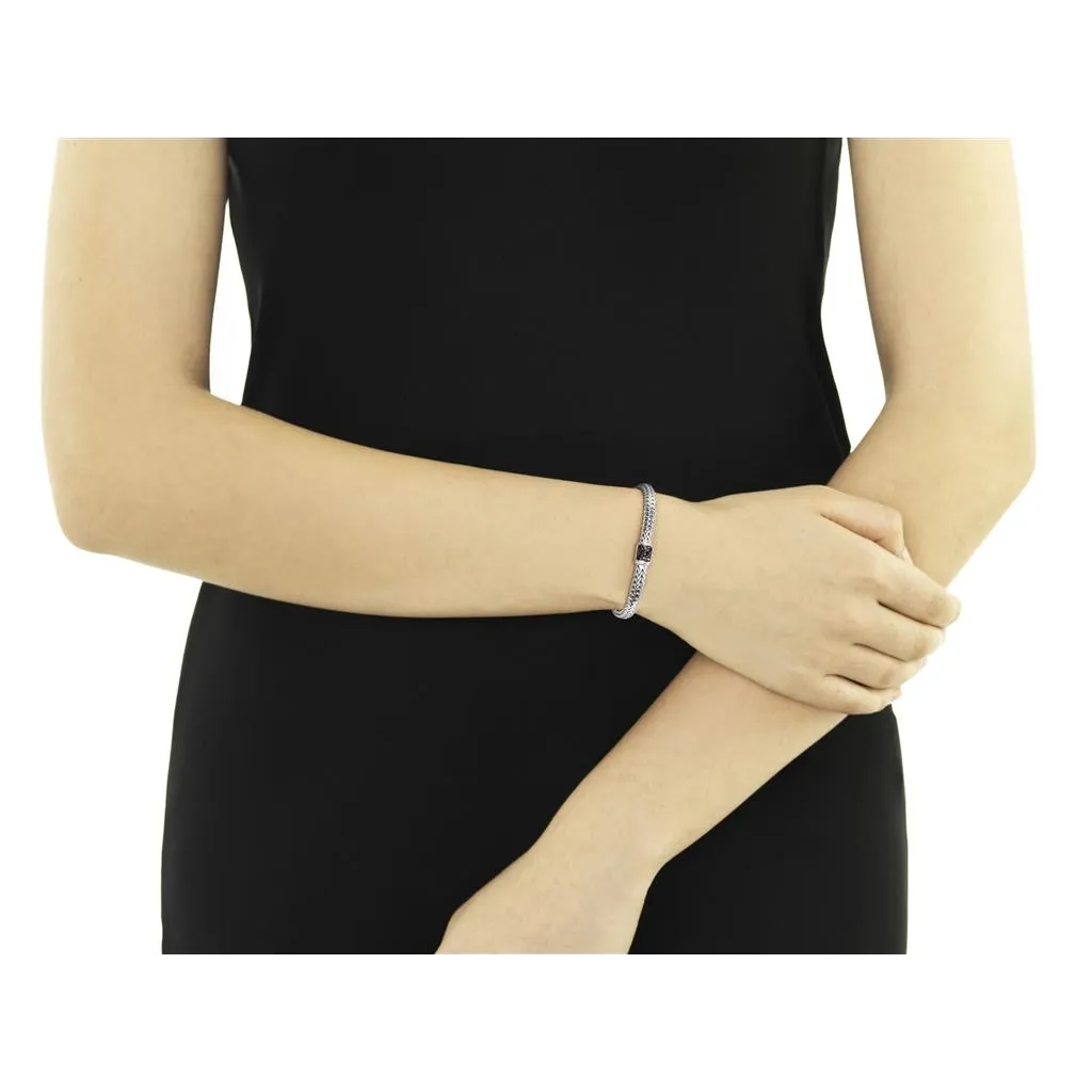 John Hardy Classic Chain Silver Extra Small Bracelet with Treated Black Sapphire, Size M