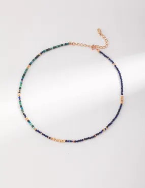 Lapis Lazuli Broken Gold Bead Necklaces