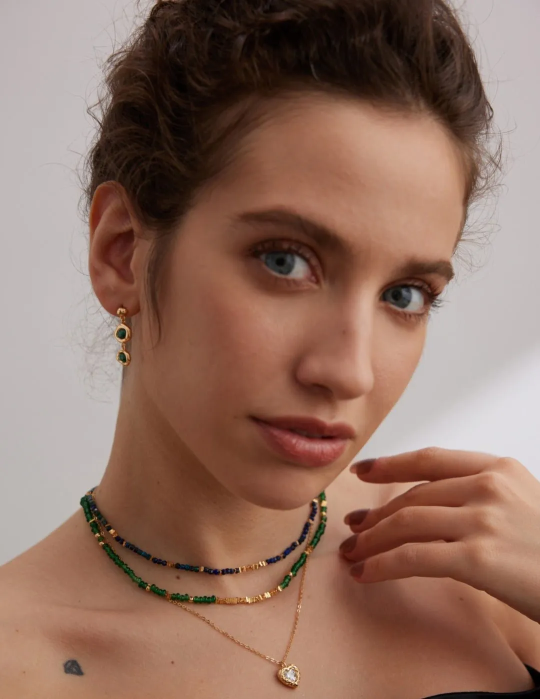 Lapis Lazuli Broken Gold Bead Necklaces