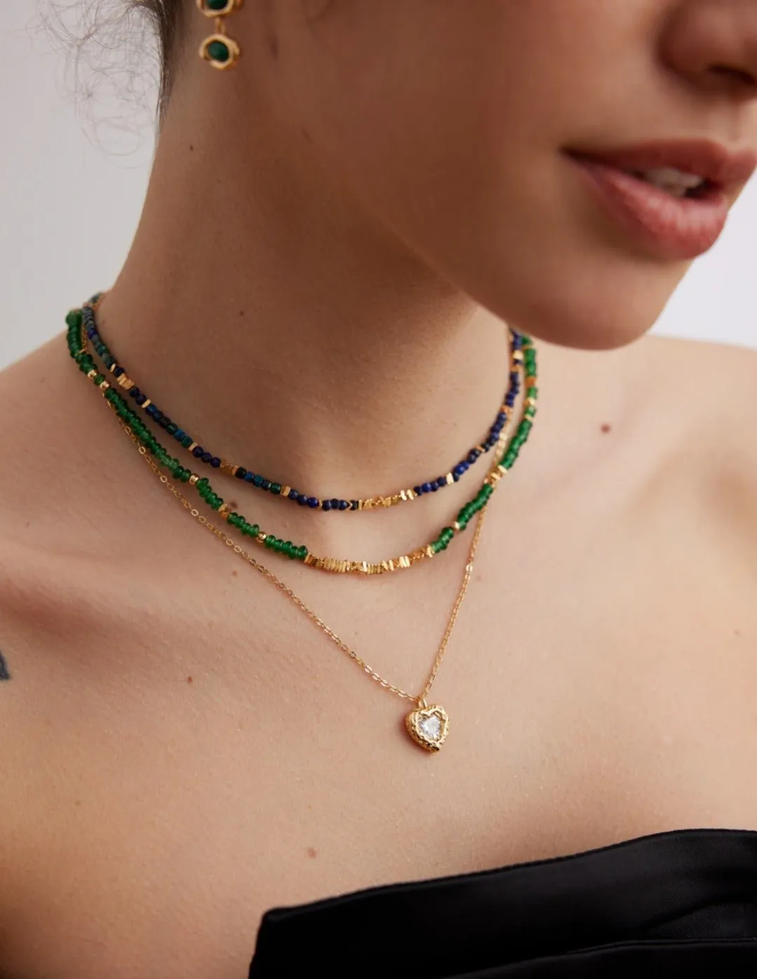 Lapis Lazuli Broken Gold Bead Necklaces