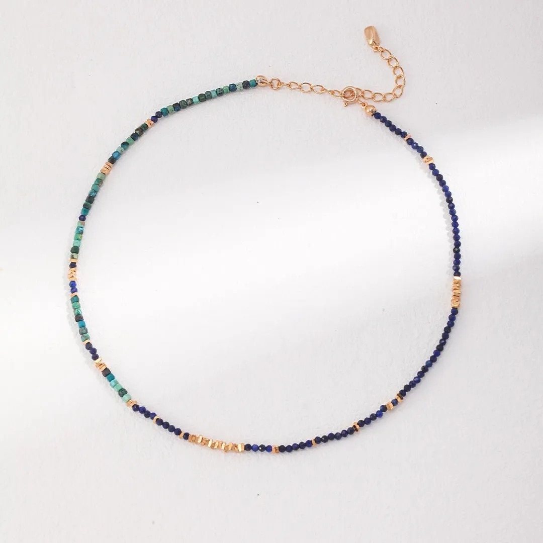 Lapis Lazuli Broken Gold Bead Necklaces