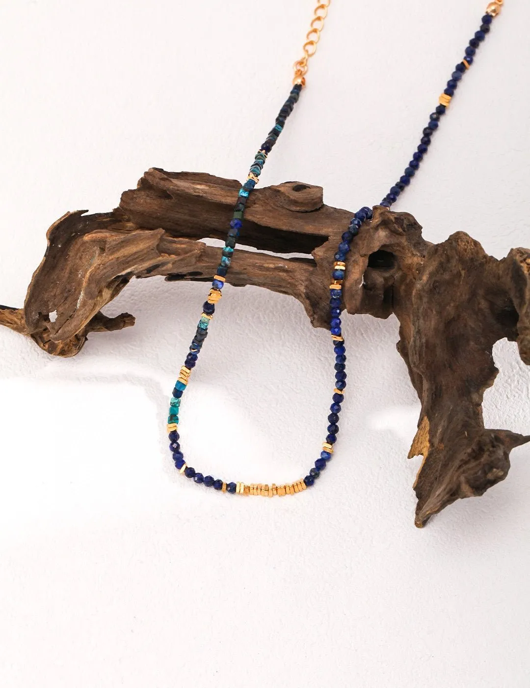 Lapis Lazuli Broken Gold Bead Necklaces