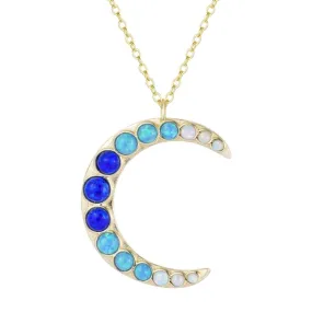 Large Gradient Bezel Opal Moon Necklace