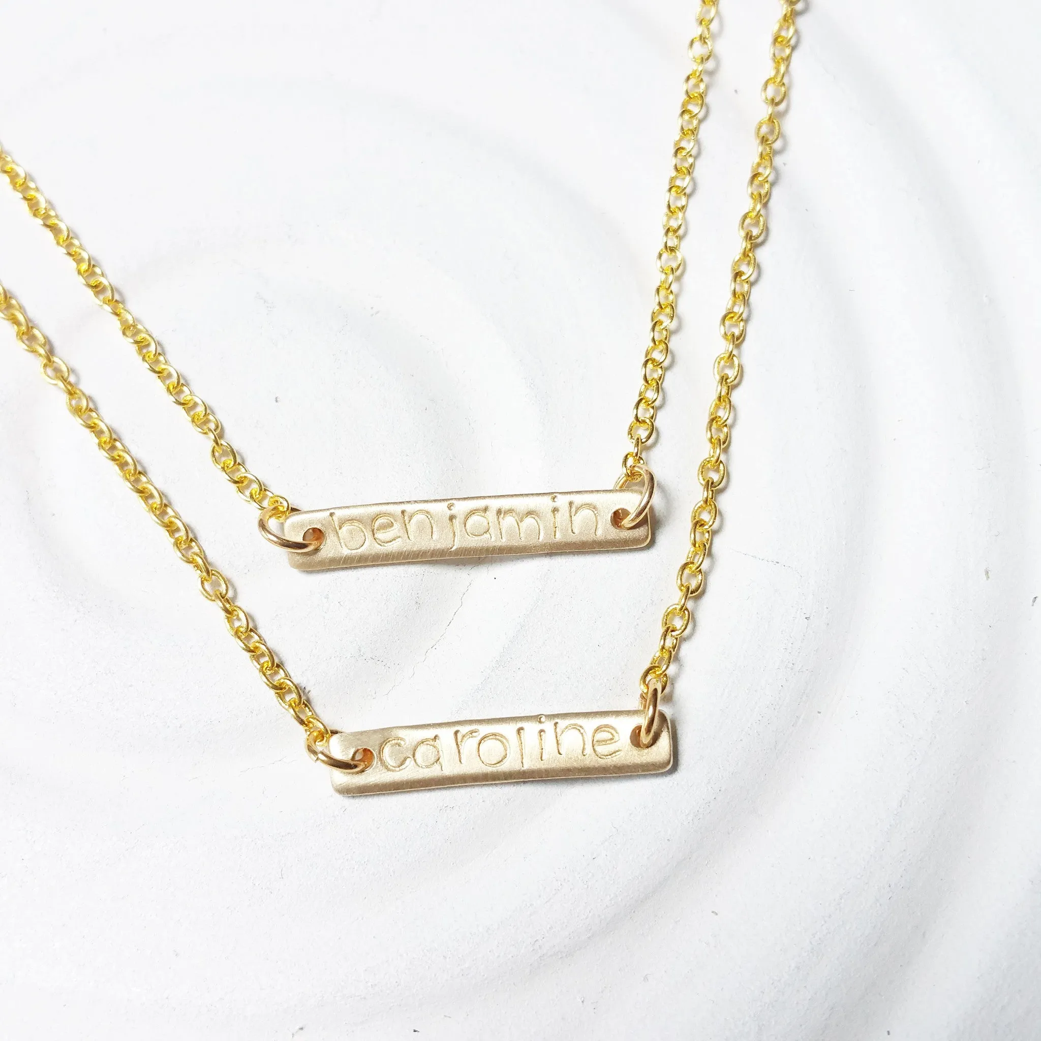 Layered Bar Necklace | Golden Glow Name Necklace