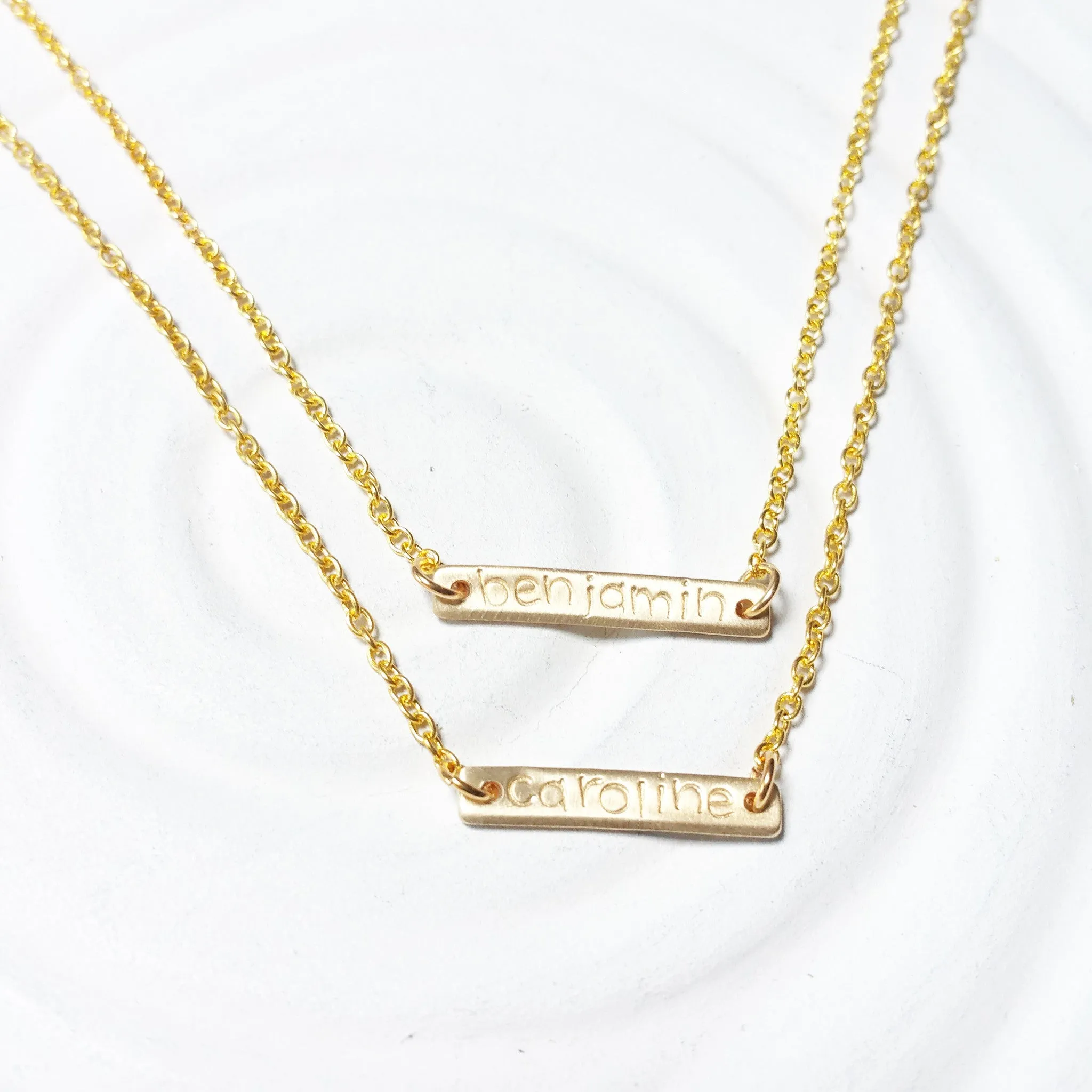 Layered Bar Necklace | Golden Glow Name Necklace