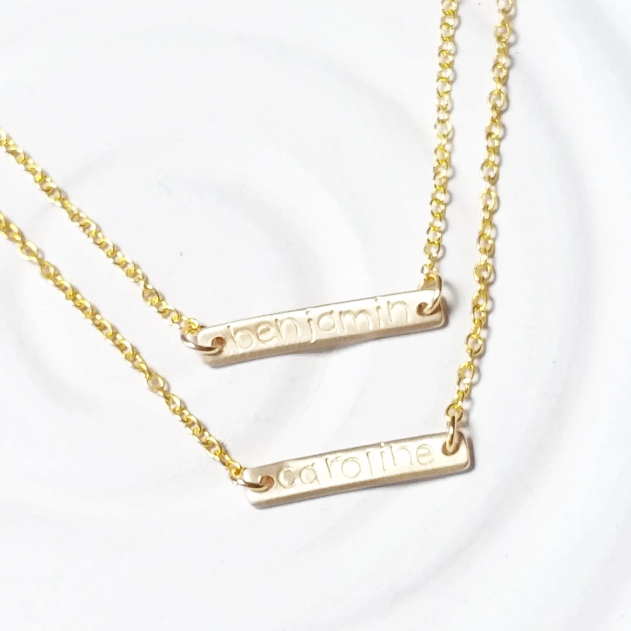 Layered Bar Necklace | Golden Glow Name Necklace