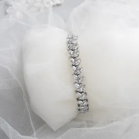 Leaf Bridal Tennis Bracelet of CZ
