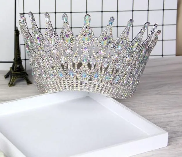 Luxury Big European Large Round Crystal Pageant Wedding Crown