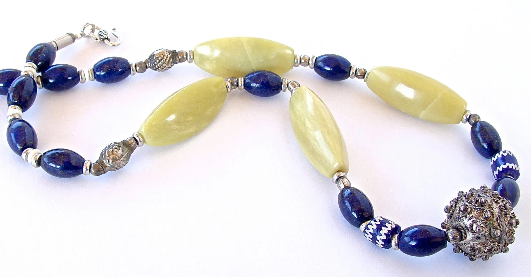 Mali: Lapis and Chartreuse Necklace