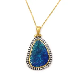 Marika Diamond, Blue Opal & 14k Gold Necklace - M7150