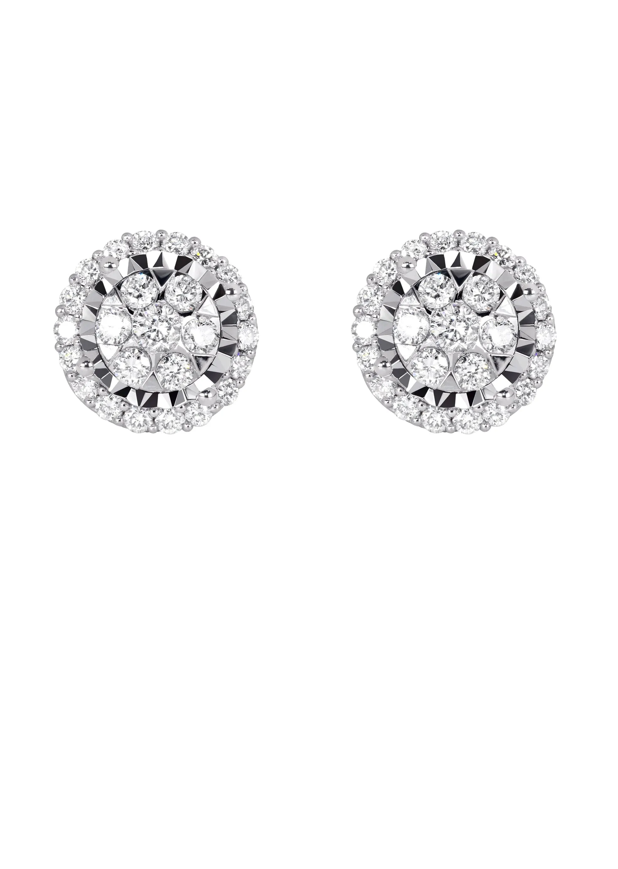 Mens Stud Diamond Earrings | 0.85 Carats 14K White Gold