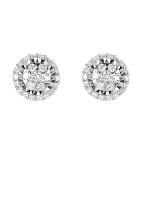 Mens Stud Diamond Earrings | 0.85 Carats 14K White Gold