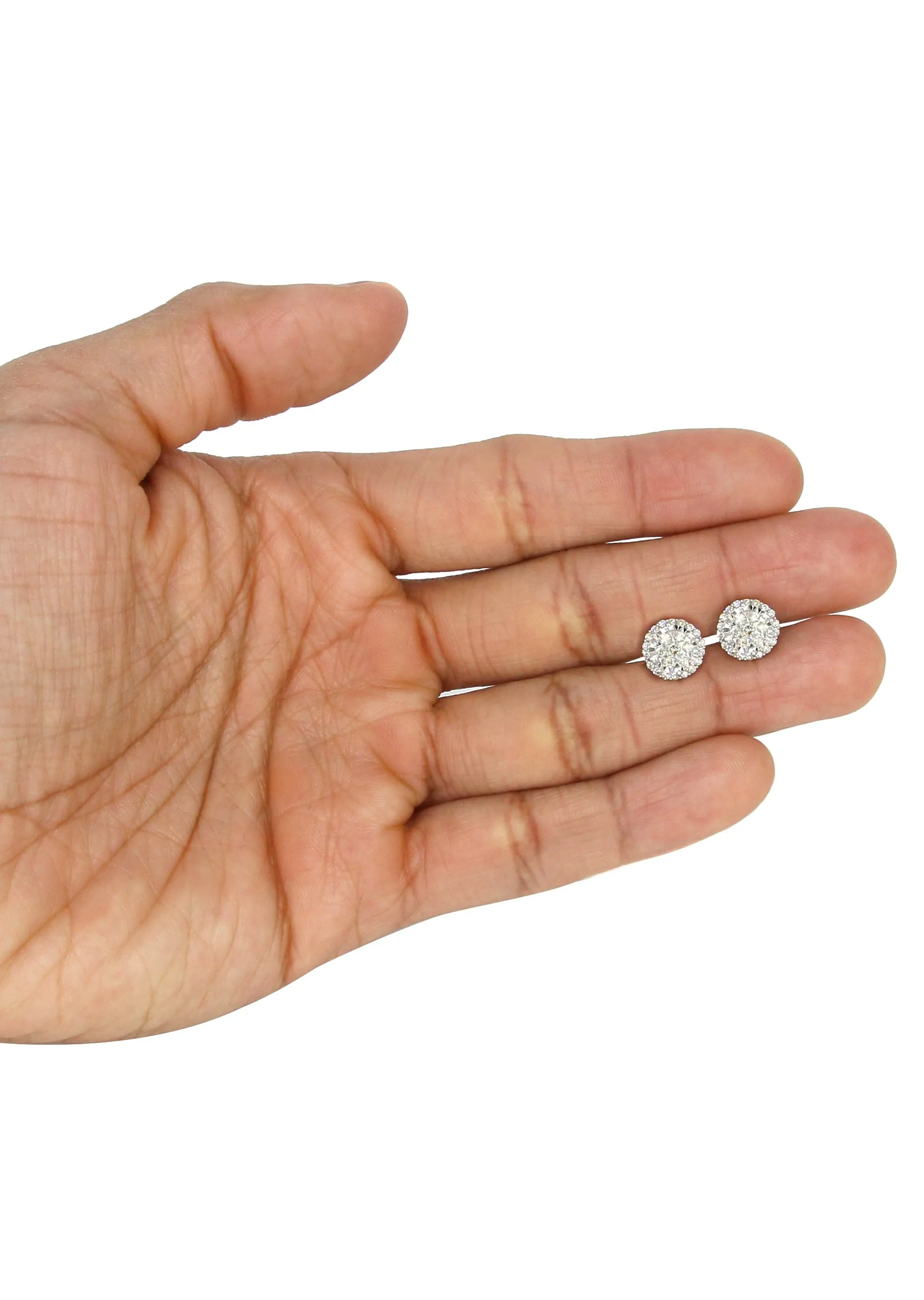 Mens Stud Diamond Earrings | 0.85 Carats 14K White Gold