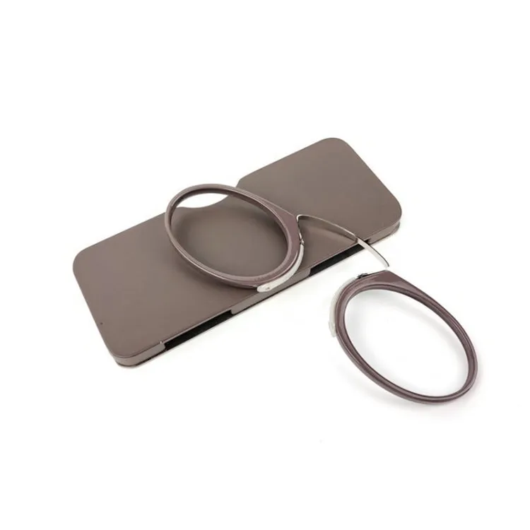 Mini Clip Nose Style Presbyopic Glasses without Temples, Positive Diopters: 3.00(Brown)