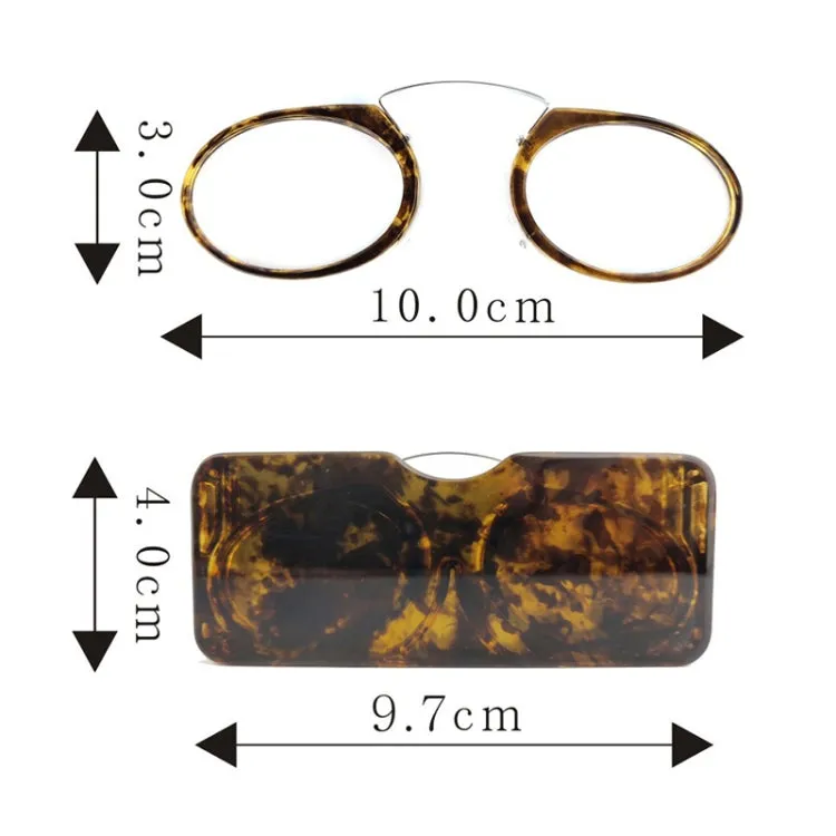 Mini Clip Nose Style Presbyopic Glasses without Temples, Positive Diopters: 3.00(Brown)
