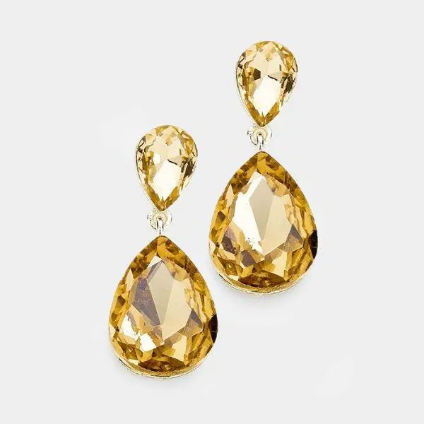 Miro Light Topaz Crystal Teardrop Earrings