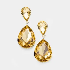 Miro Light Topaz Crystal Teardrop Earrings