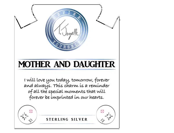 Moonstone Stone Bracelet with Mother Daughter Sterling Silver Charm