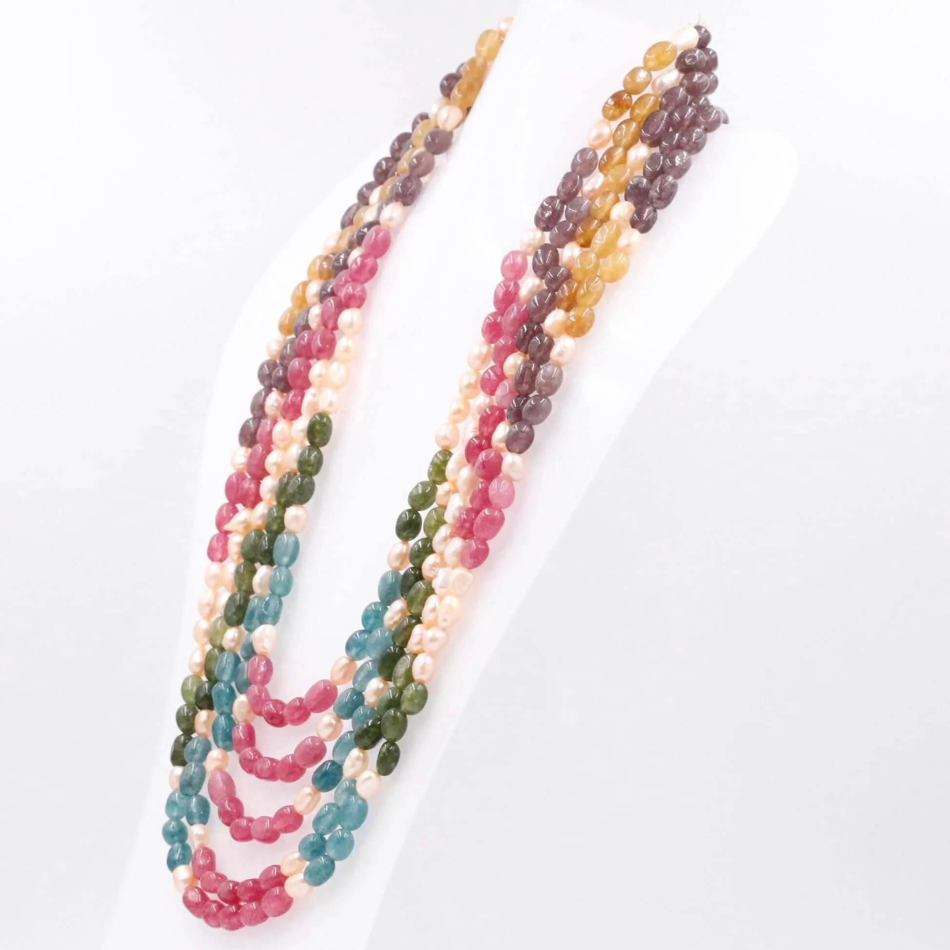 Multi Color Necklace Multi Color Quartz W/ Fresh Water Pearl Gemstone Necklace Layered Necklace Long Necklace SKU 6143334