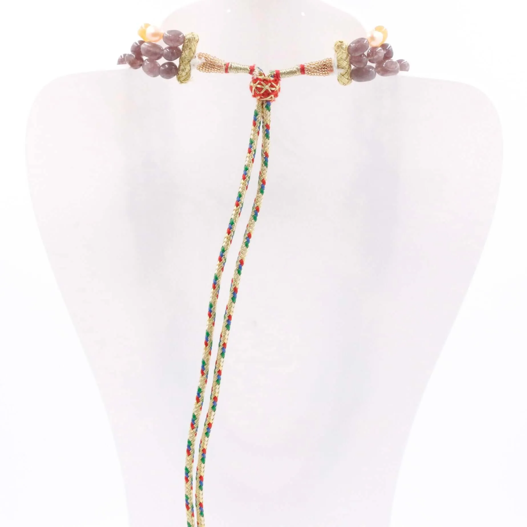 Multi Color Necklace Multi Color Quartz W/ Fresh Water Pearl Gemstone Necklace Layered Necklace Long Necklace SKU 6143334