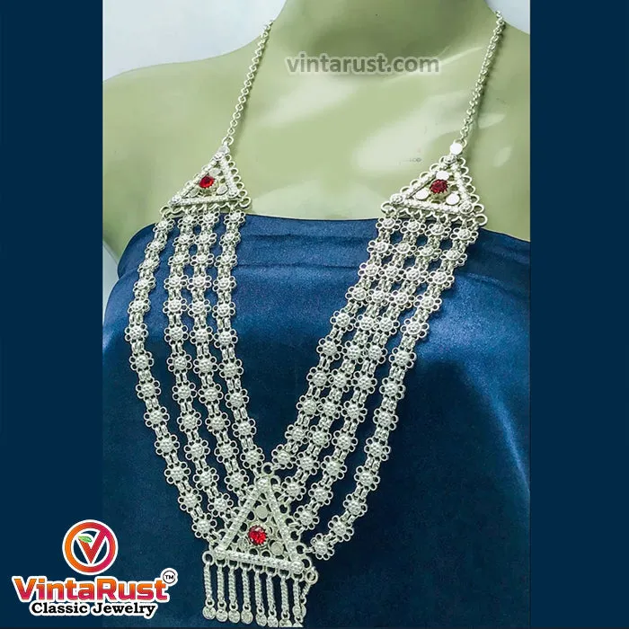 Multilayer Bib Necklace With Pendant
