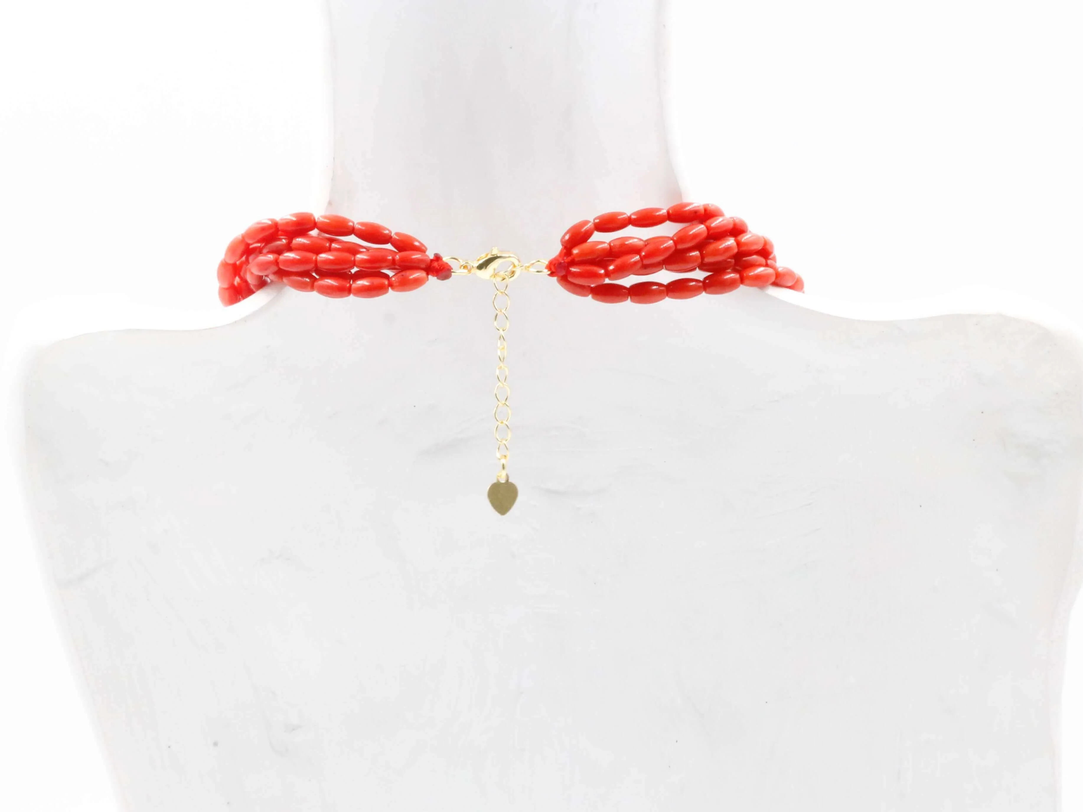 Natural Coral Necklace Beaded Gemstone Necklace Real Coral Gemstone Bead Multi Strand Necklace Layered Necklace Coral Necklace SKU 6142907