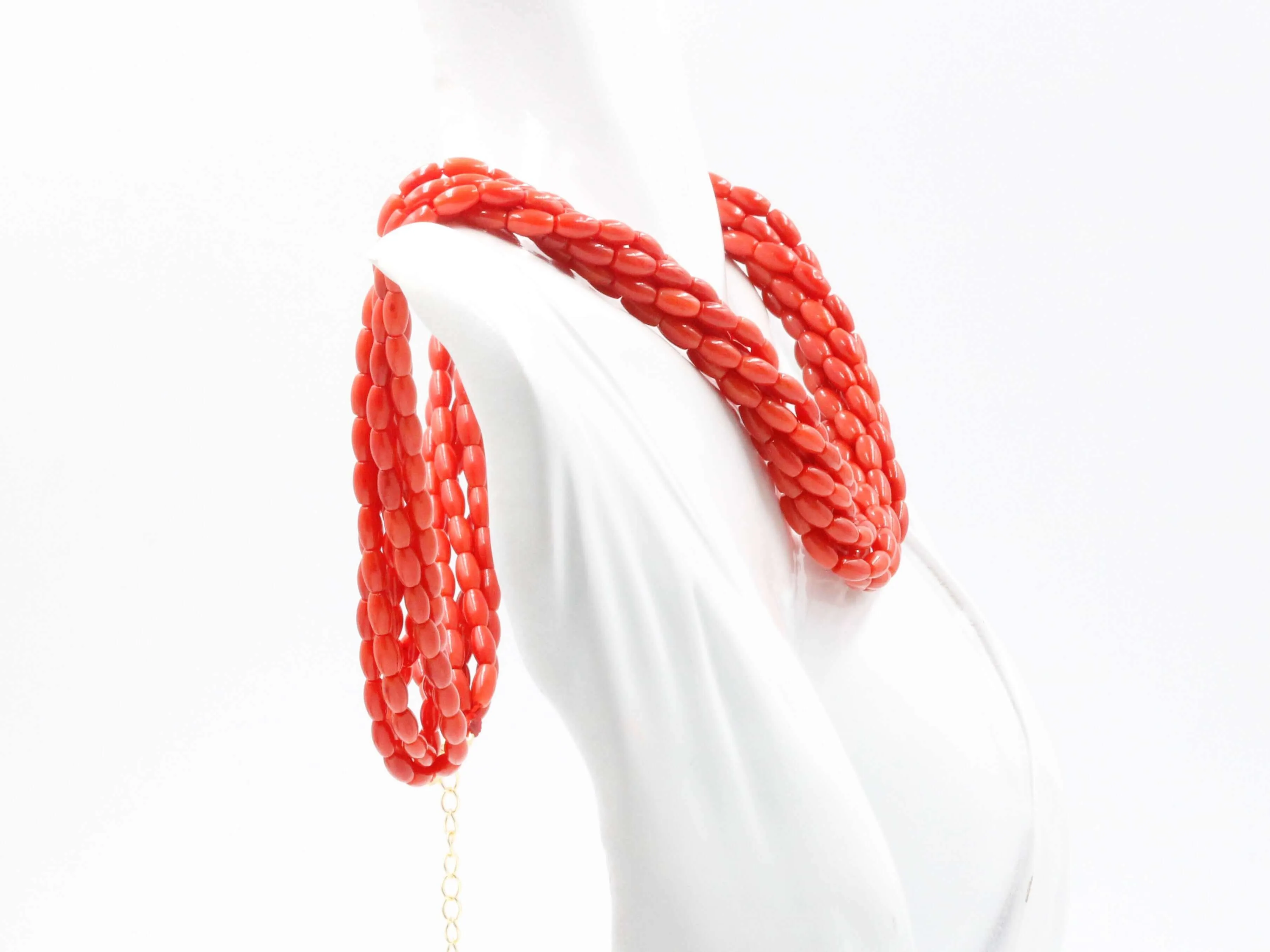 Natural Coral Necklace Beaded Gemstone Necklace Real Coral Gemstone Bead Multi Strand Necklace Layered Necklace Coral Necklace SKU 6142907
