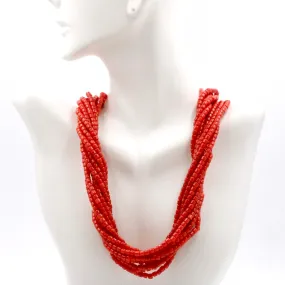 Natural Coral Necklace Beaded Gemstone Necklace Real Coral Gemstone Bead Multi Strand Necklace Layered Necklace Coral Necklace SKU: 6143368