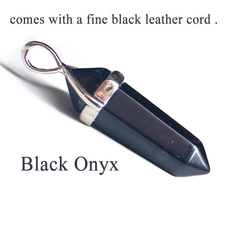 Natural Green Aventurine & Quartz Crystal Pendant Choker - Black Leather Hexagon Necklace