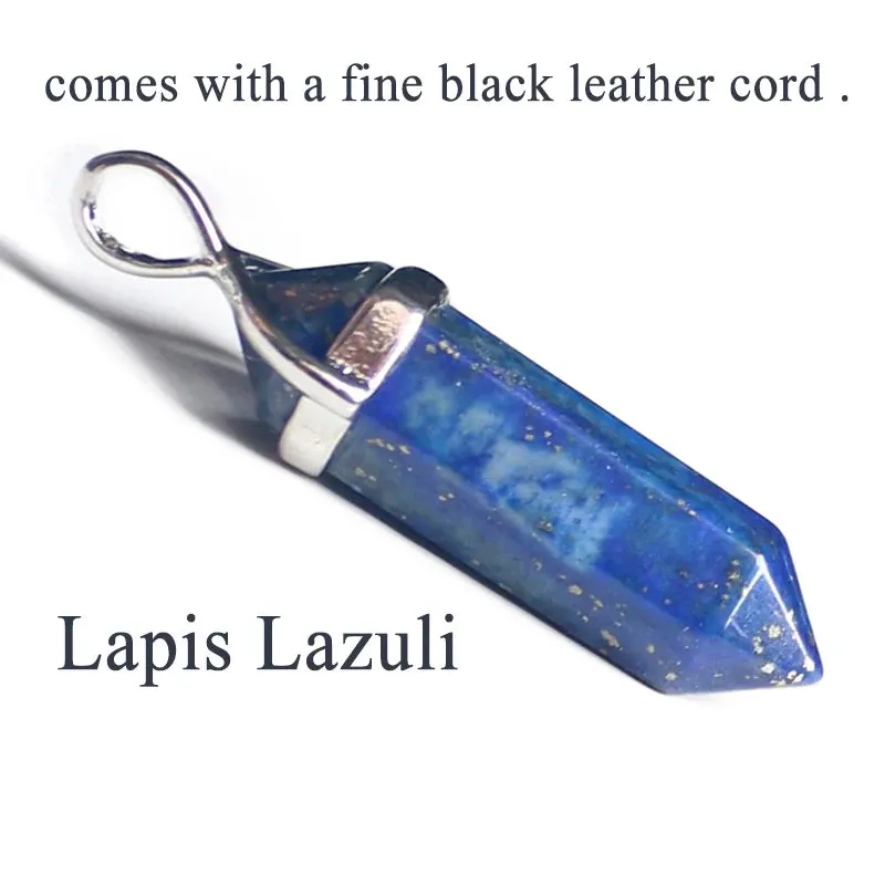 Natural Green Aventurine & Quartz Crystal Pendant Choker - Black Leather Hexagon Necklace