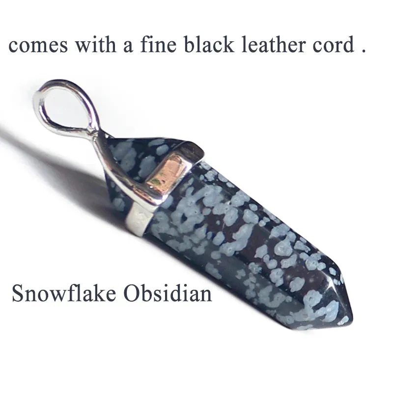 Natural Green Aventurine & Quartz Crystal Pendant Choker - Black Leather Hexagon Necklace
