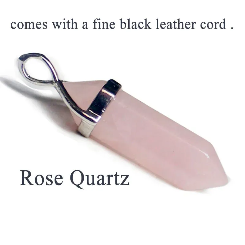 Natural Green Aventurine & Quartz Crystal Pendant Choker - Black Leather Hexagon Necklace
