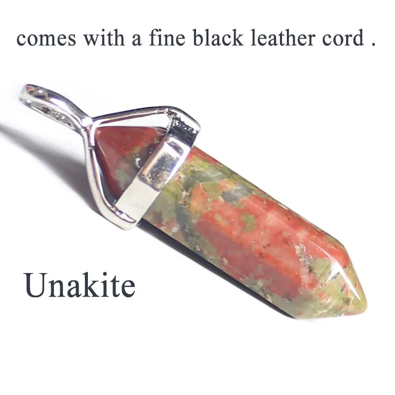 Natural Green Aventurine & Quartz Crystal Pendant Choker - Black Leather Hexagon Necklace