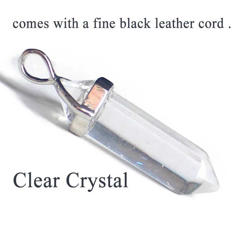 Natural Green Aventurine & Quartz Crystal Pendant Choker - Black Leather Hexagon Necklace