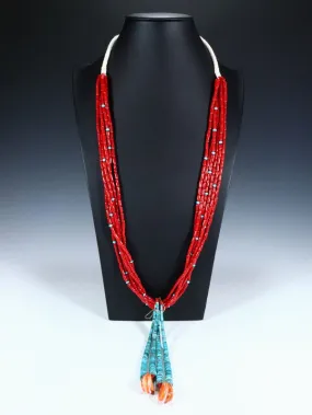 Navajo Jewelry Natural Coral and Turquoise Jocla Necklace