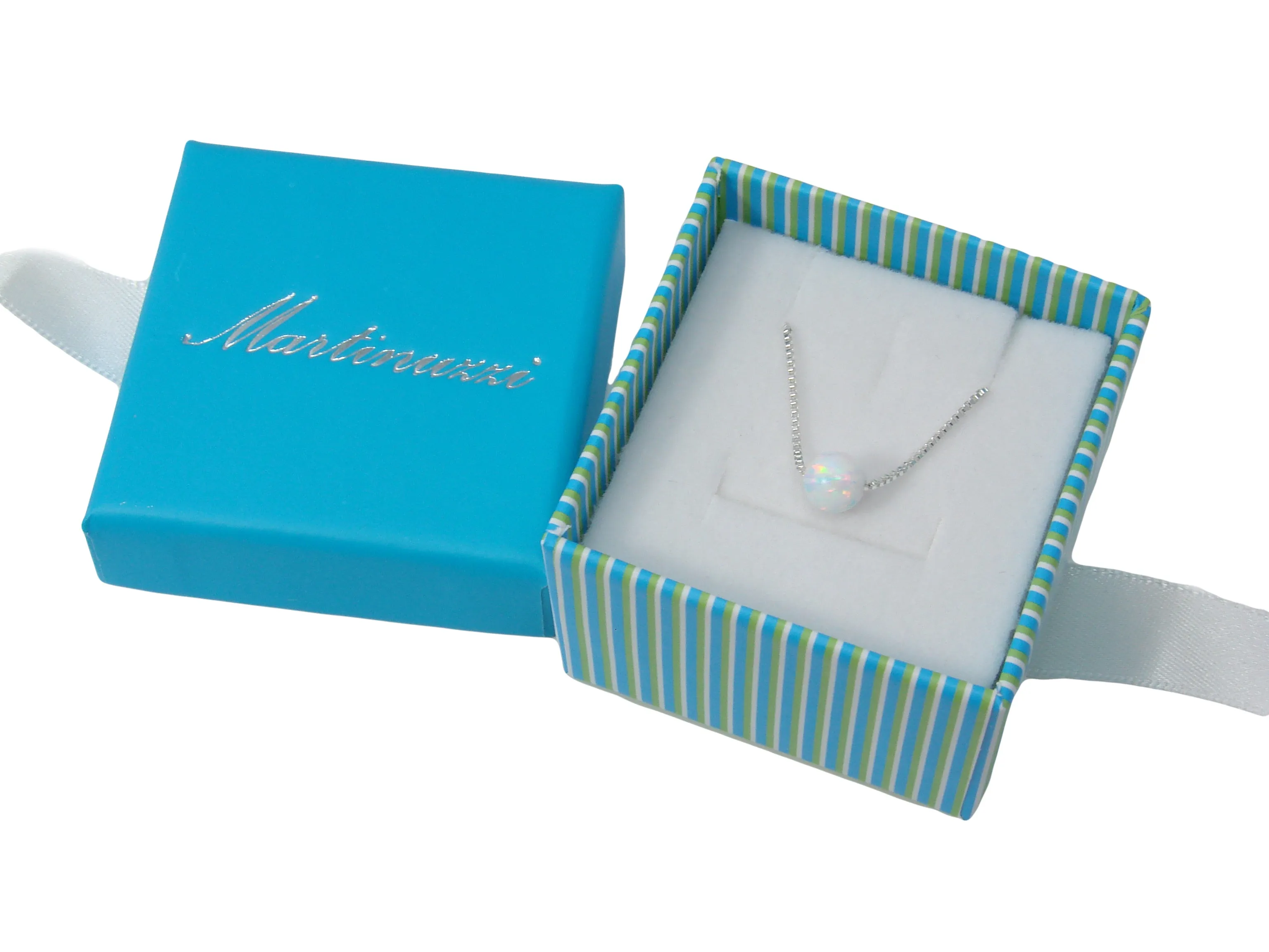 Opal Bead Ball Dot Necklace 925 Sterling Silver Box Chain Bridesmaids Necklace